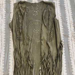Fringe vest cardigan
